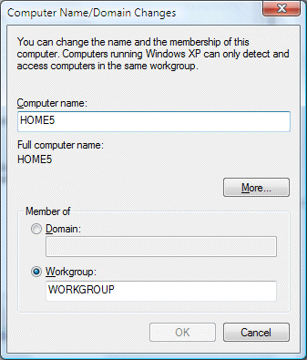 Figure 3: An example of the Computer Name/Domain Changes dialog box
