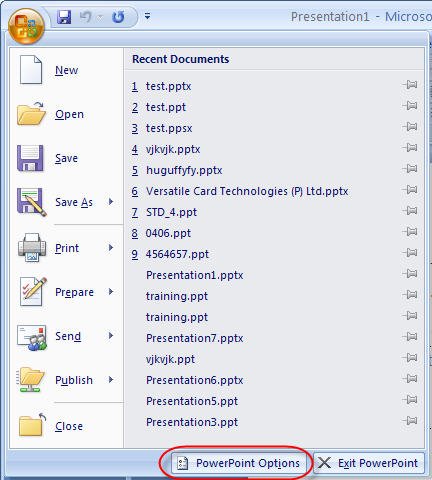 PowerPoint Options